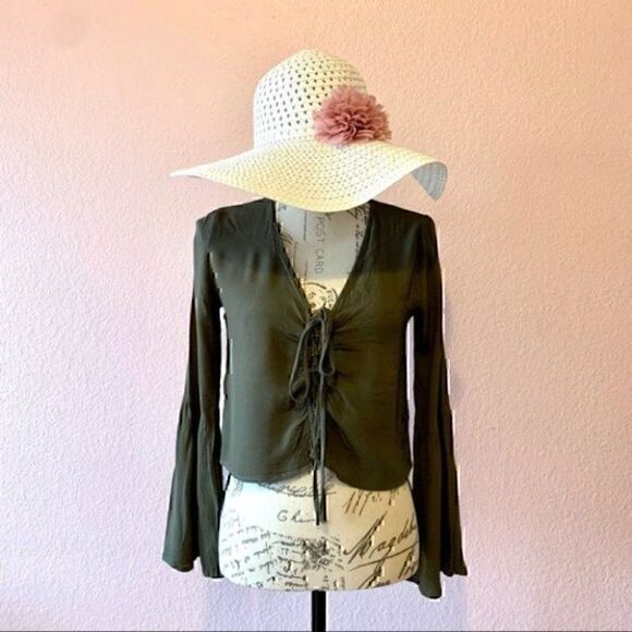 Sadie & Sage olive green crop top sz Small Pre owned - Picture 1 of 12